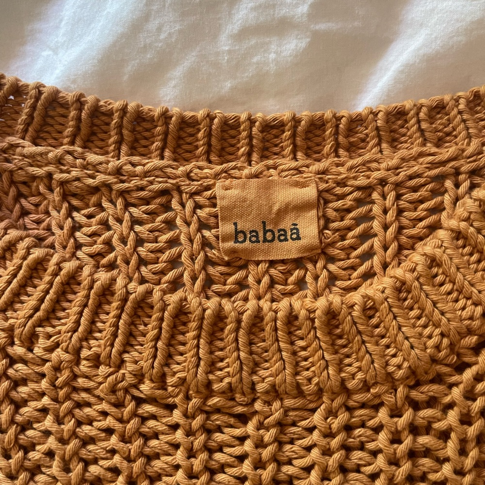 Babaa no 18 cotton fisherman’s rib pullover in burnt orange